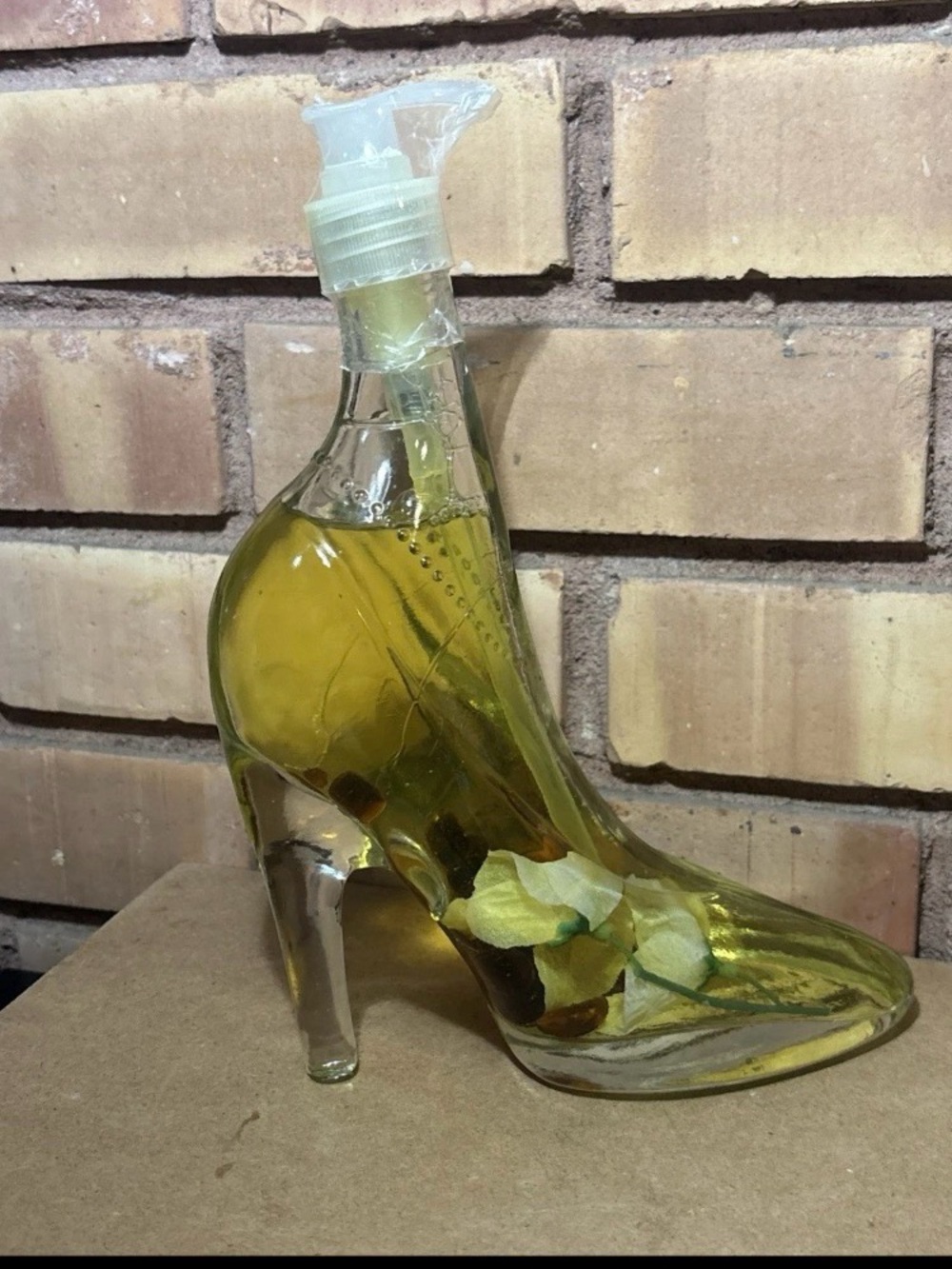 High Heel Shoe Glass  Soap Dispenser Unique Clear 9” Sealed